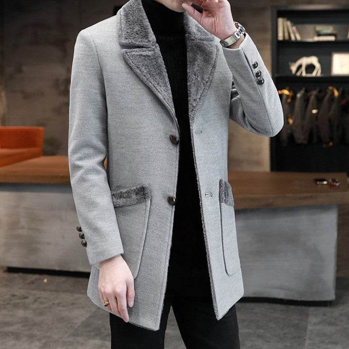 Stylish Fur and Leather Overcoat for Men - Warm Winter Trench Coat - Buy Center