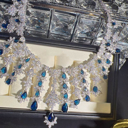 Buy Center Blue Rhinestone Jewelry Set - Necklace, Earrings, Bracelet, Ring - Buy Center