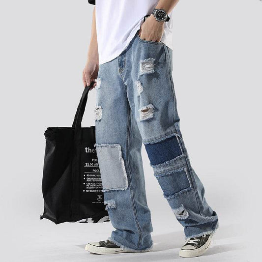 INS French Overalls Men's Baggy Pants - Stylish Hand-Painted Denim 2025 - Buy Center