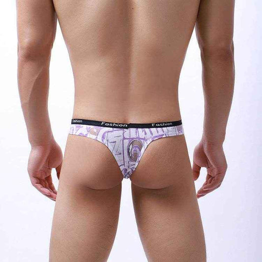 Men's Cotton Black Thongs - Soft, Stylish T-Back with Elastic Comfort