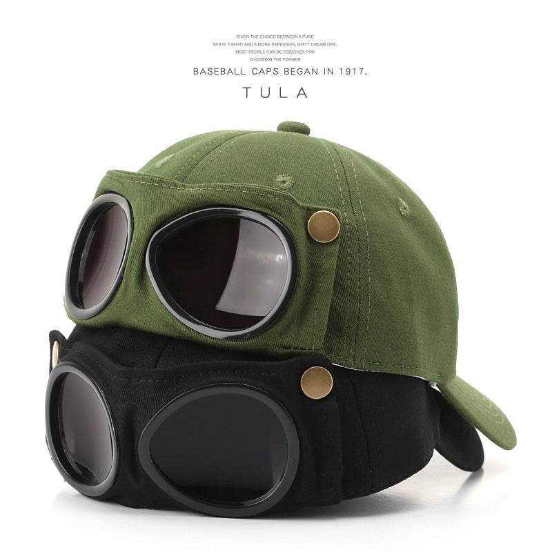 Personalized Pilot Hat with Sunglasses - Stylish Peaked Cap for Summer - Buy Center