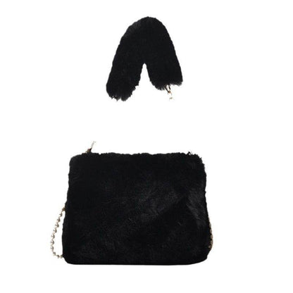 Pearl Chain Plush Bag - Stylish Clutch for Women in Milky White & Khaki - Buy Center