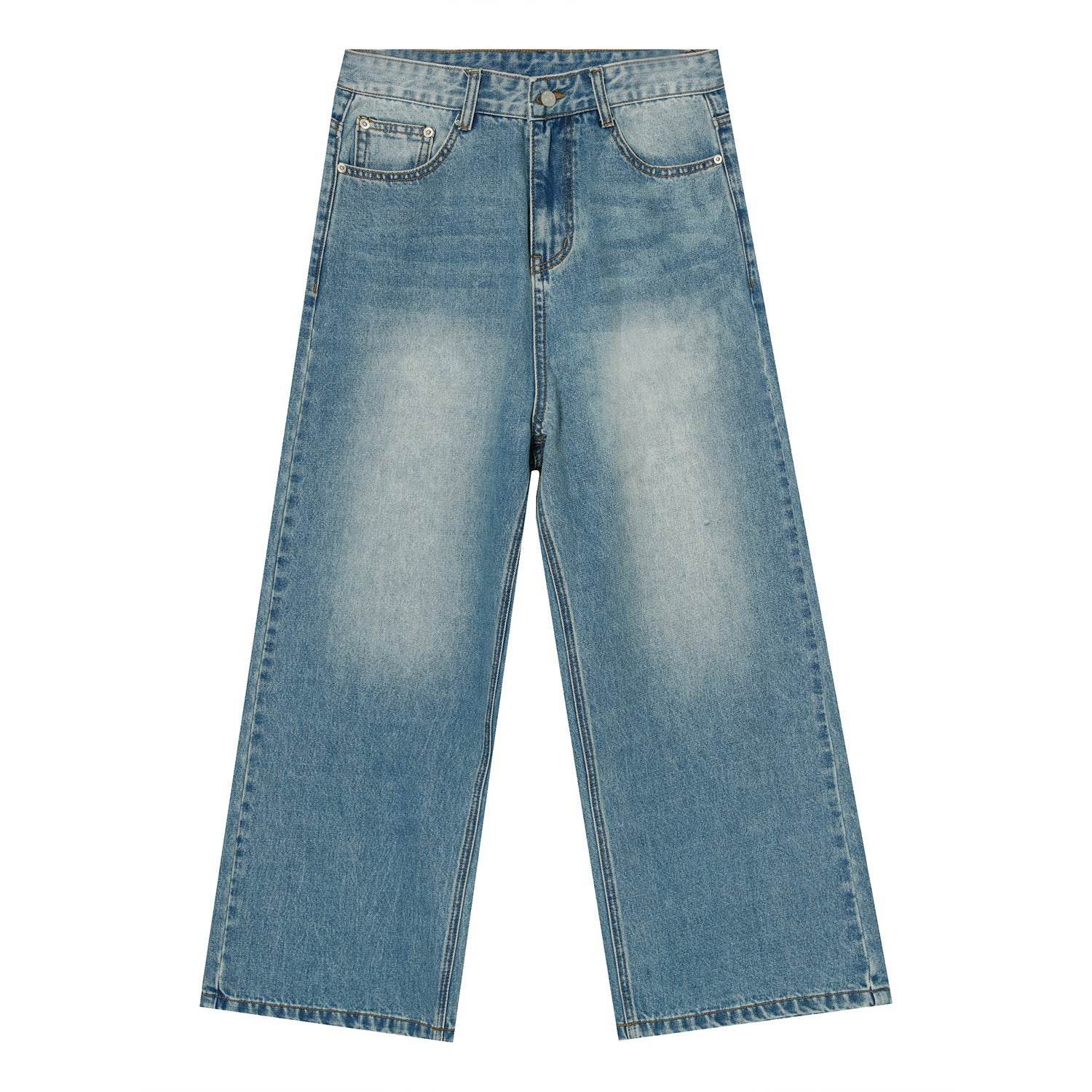 Buycenter Men's Blue Wide Leg Jeans - Loose Fit & Stylish Design - Buy Center