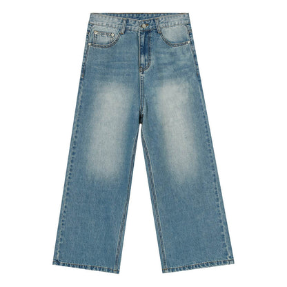 Buycenter Men's Blue Wide Leg Jeans - Loose Fit & Stylish Design - Buy Center