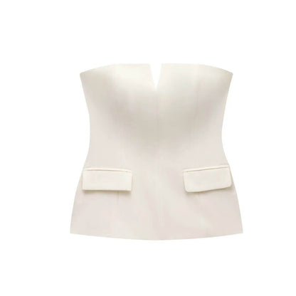 Buycenter Solid Color Strapless Tube Top - Slim Fit Women's Camis - Buy Center