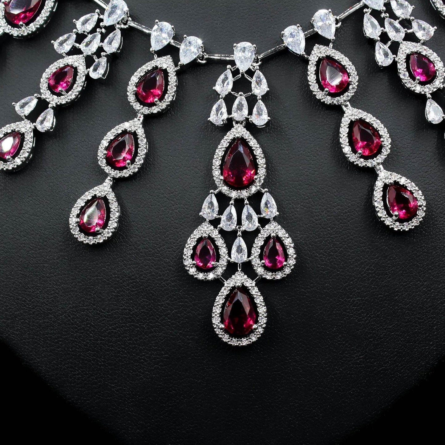 Buy Center Women's Zircon Necklace & Earrings Set - Elegant Water Drop Design - Buy Center