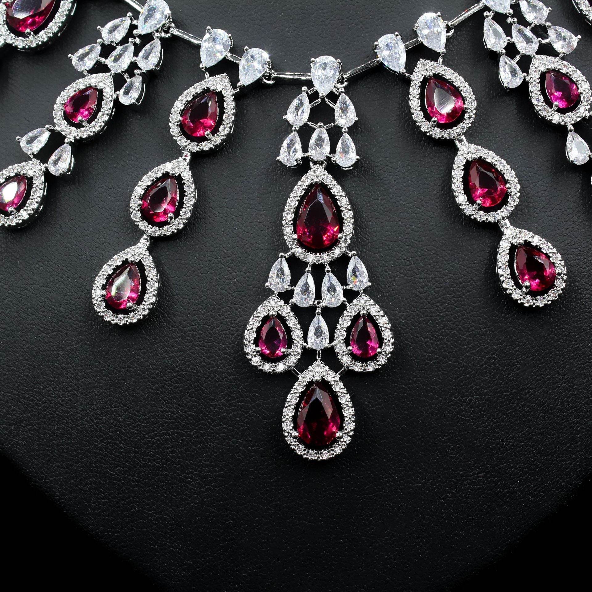 Buy Center Women's Zircon Necklace & Earrings Set - Elegant Water Drop Design - Buy Center