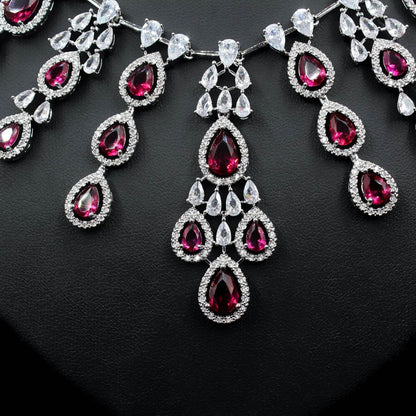 Buy Center Women's Zircon Necklace & Earrings Set - Elegant Water Drop Design - Buy Center