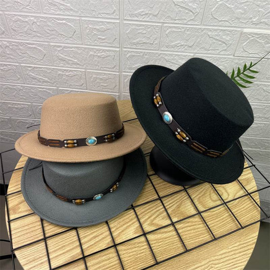 British Retro Woolen Wide Brim Hat - Stylish Fedora for All Ages - Buy Center