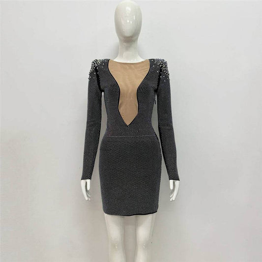 Sexy Rhinestone Bandage One-Piece Dress - Stunning Bridesmaid Outfit 2025 - Buy Center