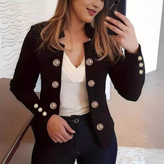 Buycenter Women's Fashion Blazer - Cuff Button Small Suit in Multiple Colors - Buy Center