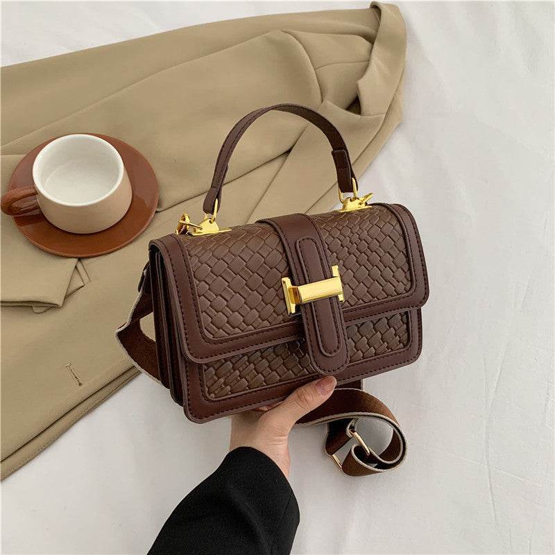 Woven Solid Color Crossbody Bag - Stylish Small Square Clutch 2025 - Buy Center