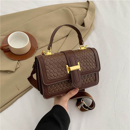 Woven Solid Color Crossbody Bag - Stylish Small Square Clutch 2025 - Buy Center