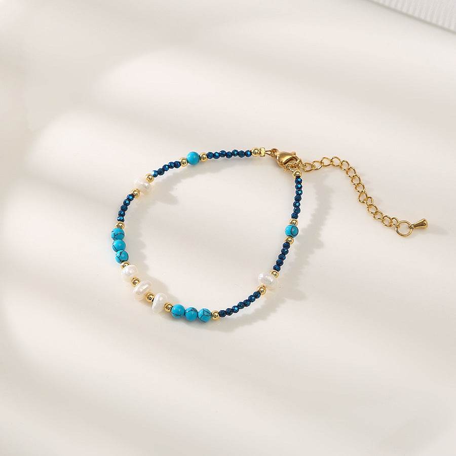 Turquoise Baroque Pearl Bracelet - Hand-Woven Freshwater Jewelry for Women - Buy Center