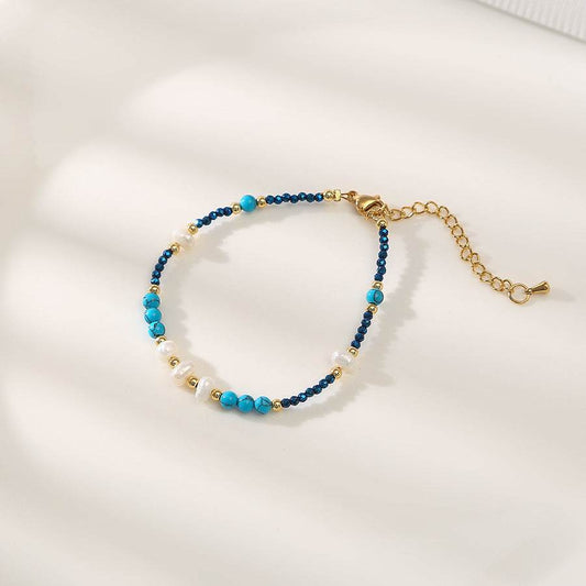 Turquoise Baroque Pearl Bracelet - Hand-Woven Freshwater Jewelry for Women - Buy Center