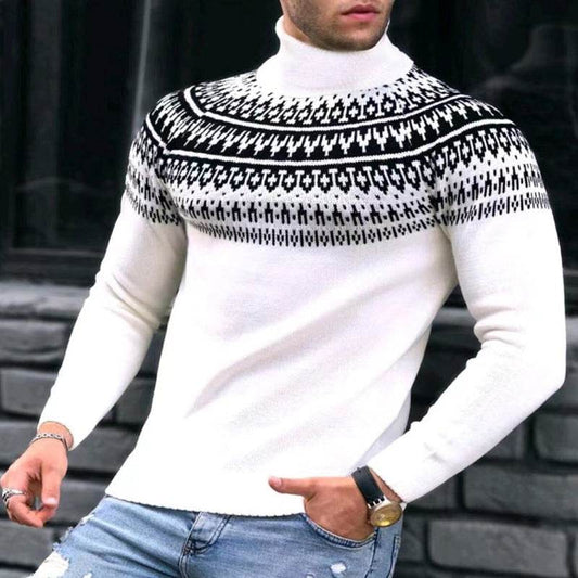 Buycenter Vintage Patchwork Turtleneck - Slim Fit Long Sleeve Top - Buy Center