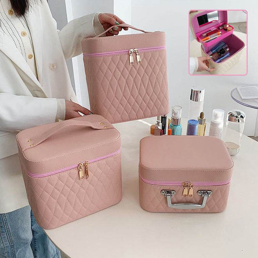 Buycenter Double-Layer Cosmetic Bag with Mirror - Large Capacity Storage - Buy Center