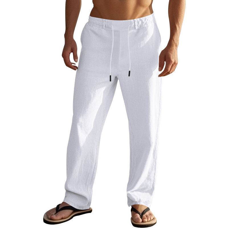 Men's Casual Drawstring Trousers - Premium Cotton Linen Sweatpants - Buy Center