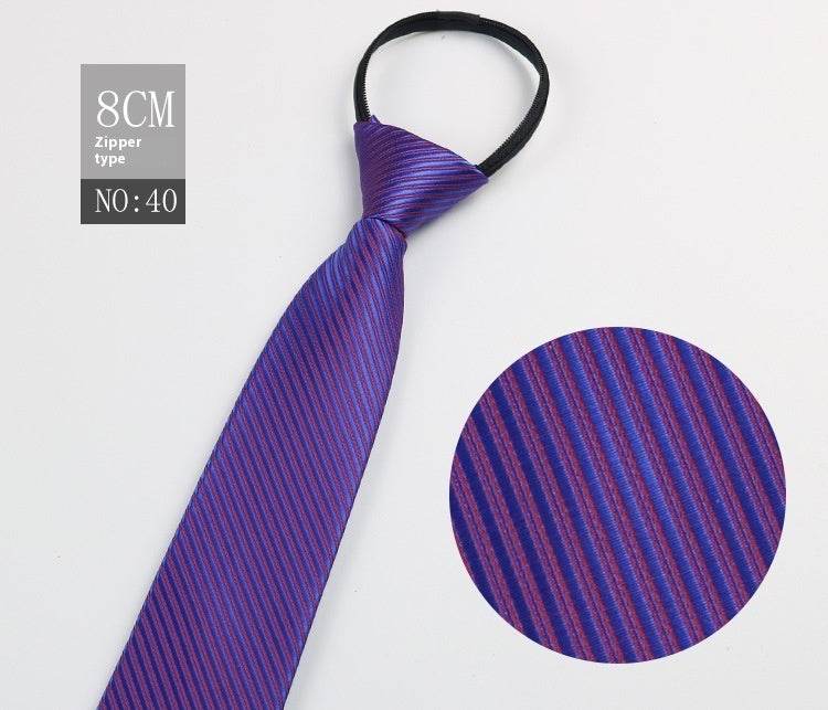 Black Striped Blue Business Tie - Lazy Zip Closure for Easy Wear - Buy Center
