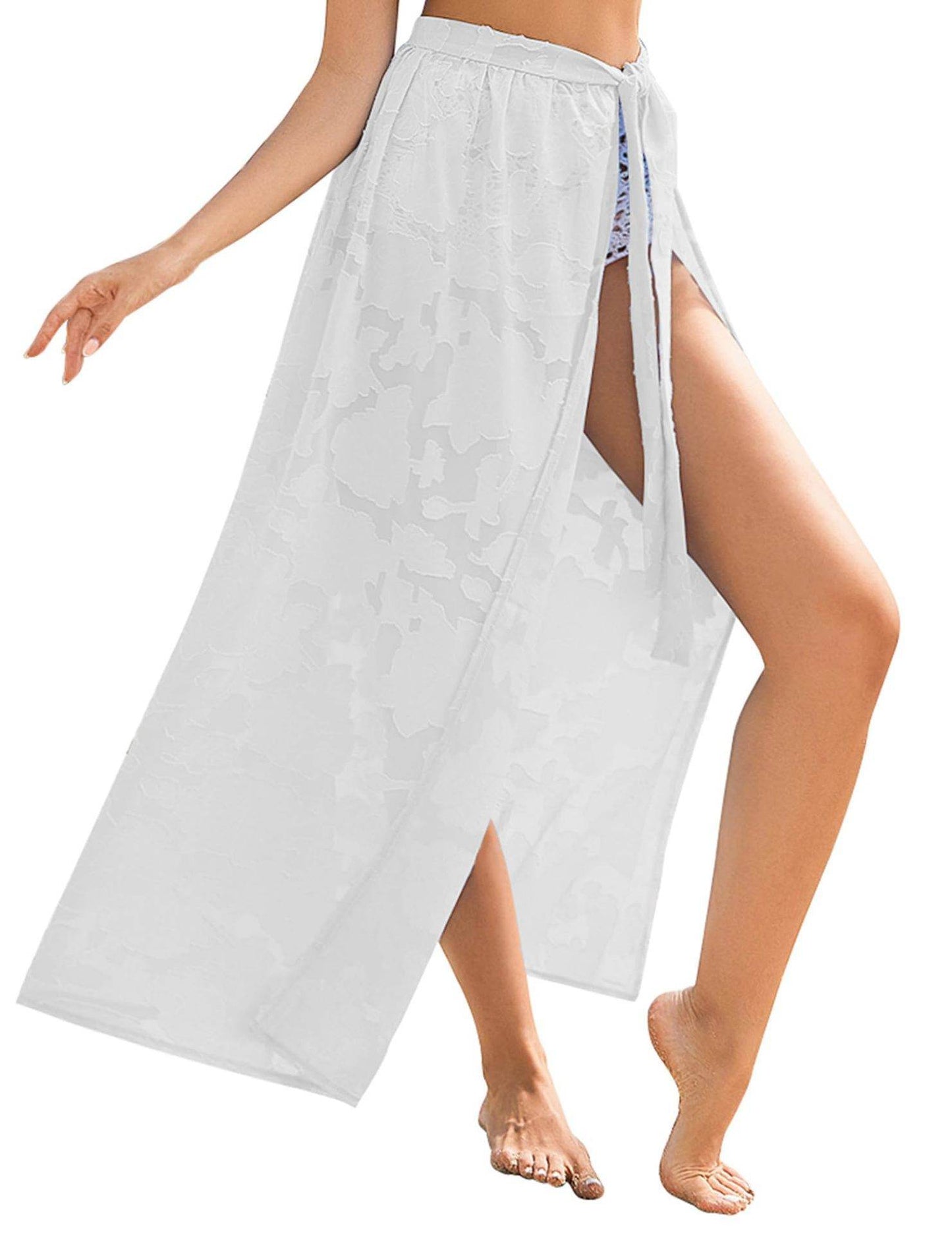 Elegant Transparent Floral Swimsuit Overskirt - Lightweight Beachwear for Summer - Buy Center