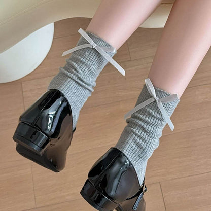 Heel Bow Socks for Women - Pure Cotton, Stylish Middle Tube Design - Buy Center