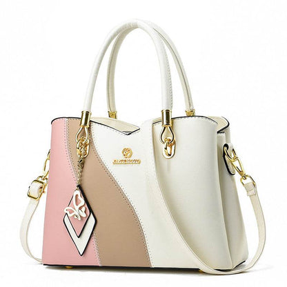 Large Capacity Contrast Color Handbag - Stylish Soft Leather Clutch - Buy Center