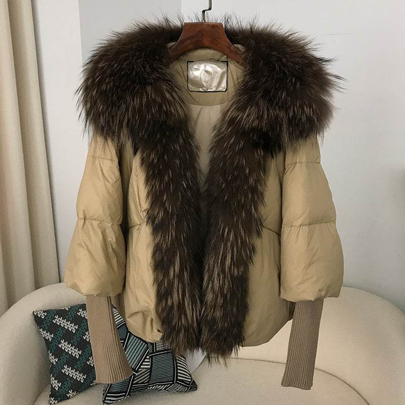 Buycenter Women's White Duck Down Jacket - Temperament Style with Pockets - Buy Center