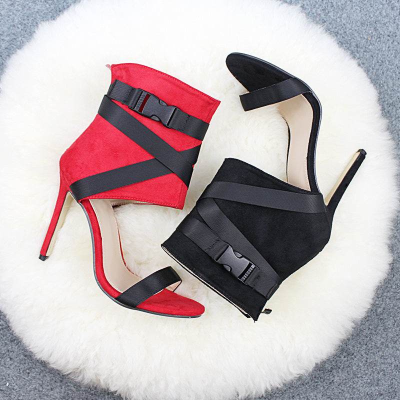 Open Toe Woven Stiletto Heels - Women's Suede Fashion Pumps 2025 - Buy Center