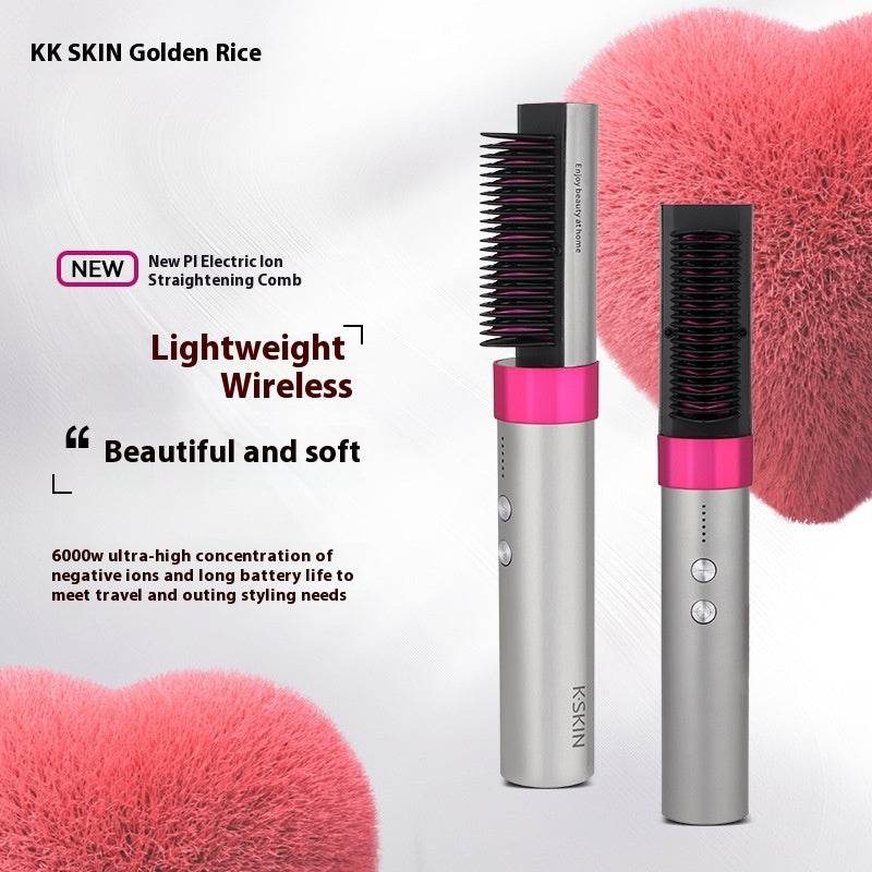 Anion Wireless Rechargeable Straightening Comb - Dual-Purpose Hair Tool - Buy Center