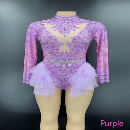 Dance Sexy Shiny Rhinestone Mesh Jumpsuit - Perfect Stage Costume for Women - Buy Center
