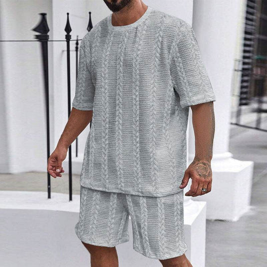 Buycenter Men's Fashion Shorts Suit - Casual Cotton Blend, Short Sleeve - Buy Center
