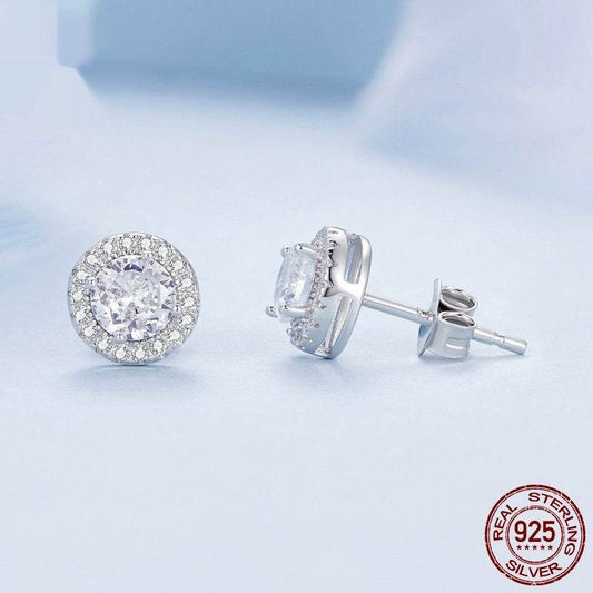 S925 Sterling Silver Stud Earrings - White Gold Plated Luxury for Women - Buy Center