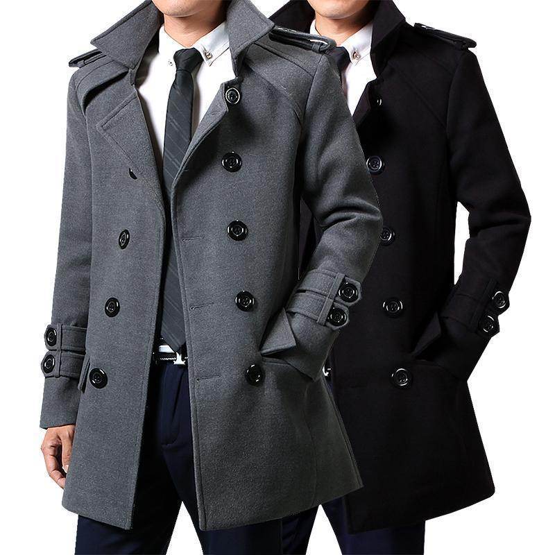 Men's Slim Fit Korean Duster Coat - Stylish Wool Blend Fashion 2025 - Buy Center
