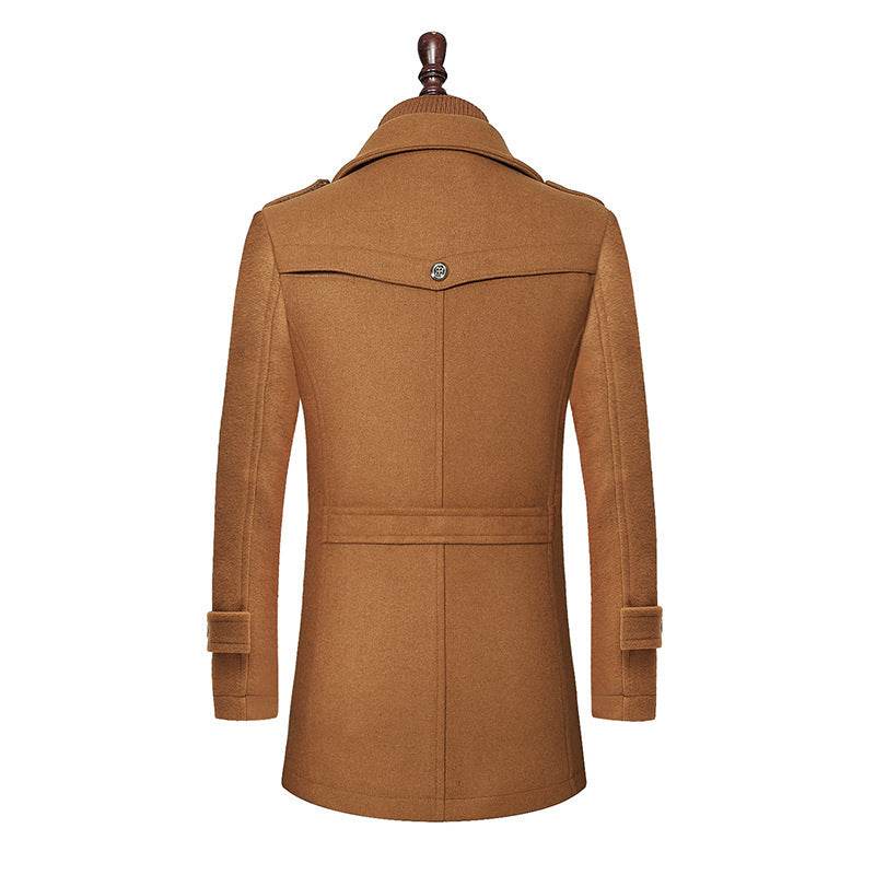 Stylish Men's Woolen Coat - Double Collar Zipper Jacket for Winter 2025 - Buy Center