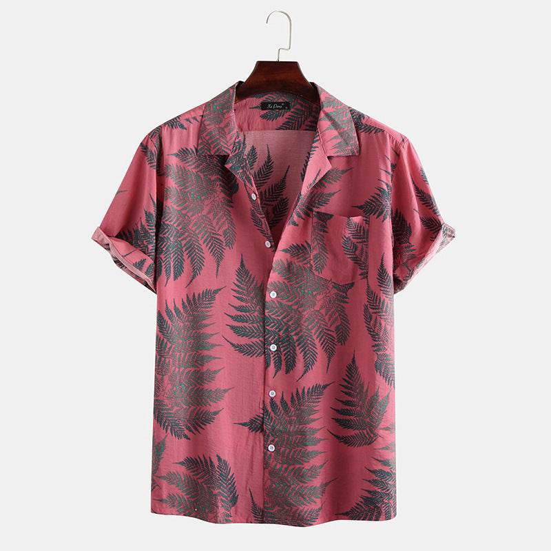 New Hawaiian Men's Short Sleeve Cardigan - Stylish Floral Print Cotton - Buy Center