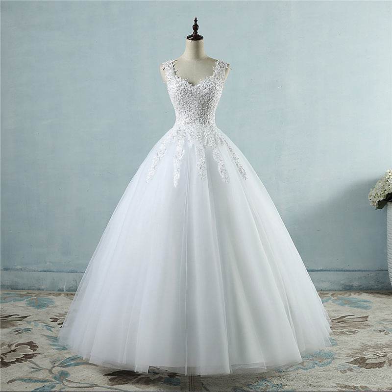 Elegant High Waist Wedding Dress - Deep V-Neck & Princess Skirt Style - Buy Center
