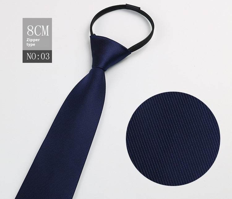 Black Striped Blue Business Tie - Lazy Zip Closure for Easy Wear - Buy Center