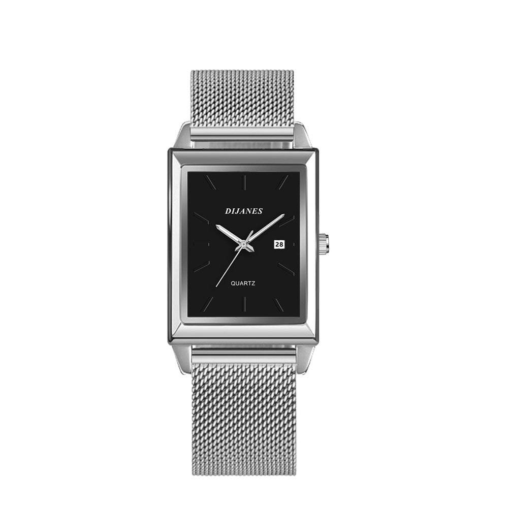 Buy Center Men's Square Quartz Watch - Stylish Gold & Black Design - Buy Center