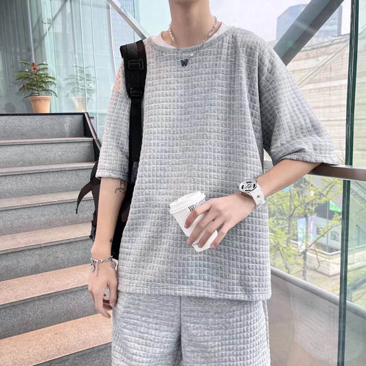 Buycenter Summer Two-Piece Suit - Men's Casual Geometric T-Shirt & Shorts - Buy Center