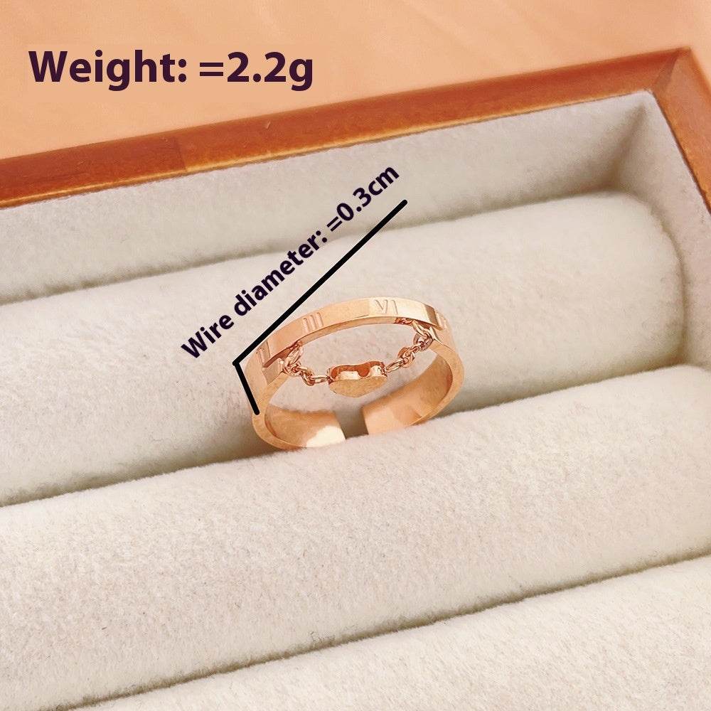 Buycenter Cute Heart Double-Layer Ring - Rose Gold Geometric Design - Buy Center