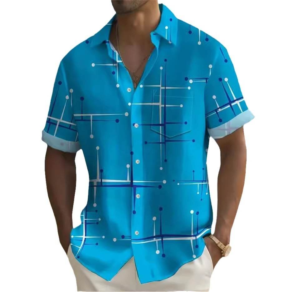 Fashion Printed Shirt for Men - Slim Fit & Vibrant Geometric Design - Buy Center