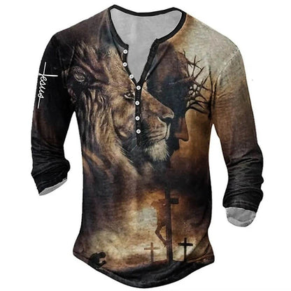 Men's Long-Sleeved Medieval T-Shirt - Stylish European Digital Print 2025 - Buy Center