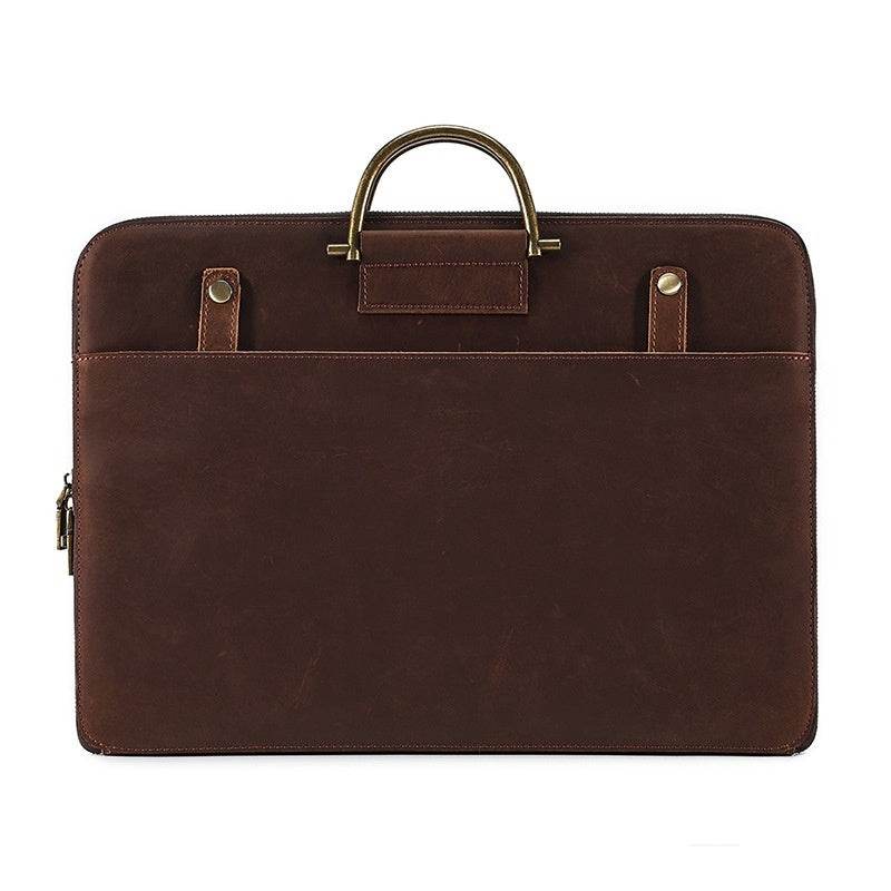 Crazy Horse Leather Briefcase for Men - Premium Genuine Leather Handbag - Buy Center