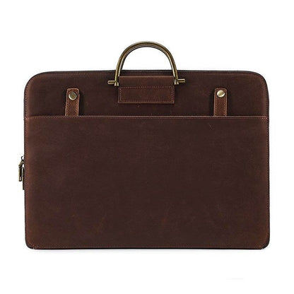 Crazy Horse Leather Briefcase for Men - Premium Genuine Leather Handbag - Buy Center