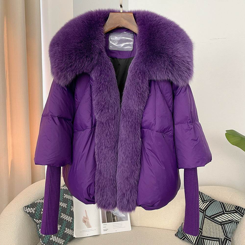 Buycenter Women's White Duck Down Jacket - Temperament Style with Pockets - Buy Center