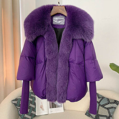 Buycenter Women's White Duck Down Jacket - Temperament Style with Pockets - Buy Center