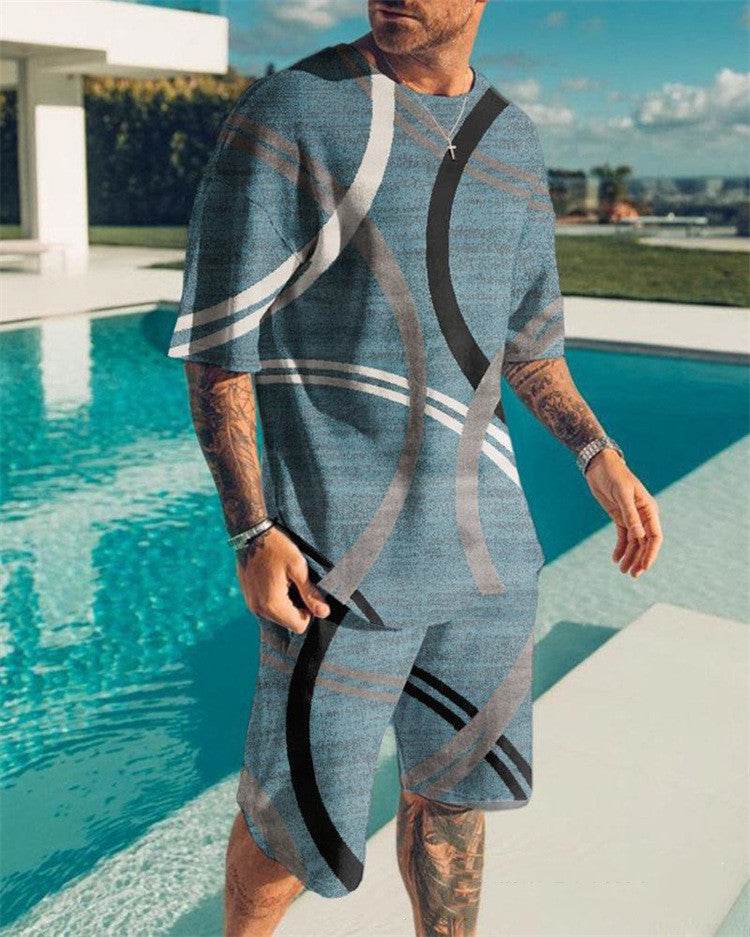 Men's Youth Slim Sports T-Shirt & Shorts Set - 3D Stylish Activewear - Buy Center