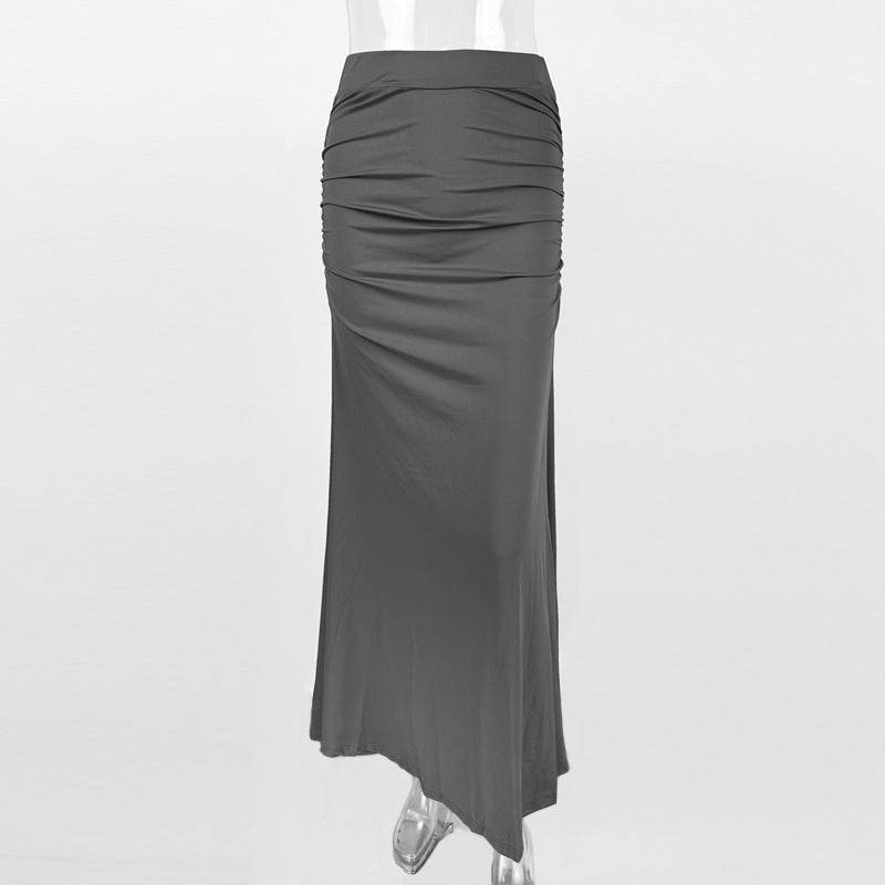 Sexy Slim Hip Pleated Long Dress - European & American Style Fashion - Buy Center