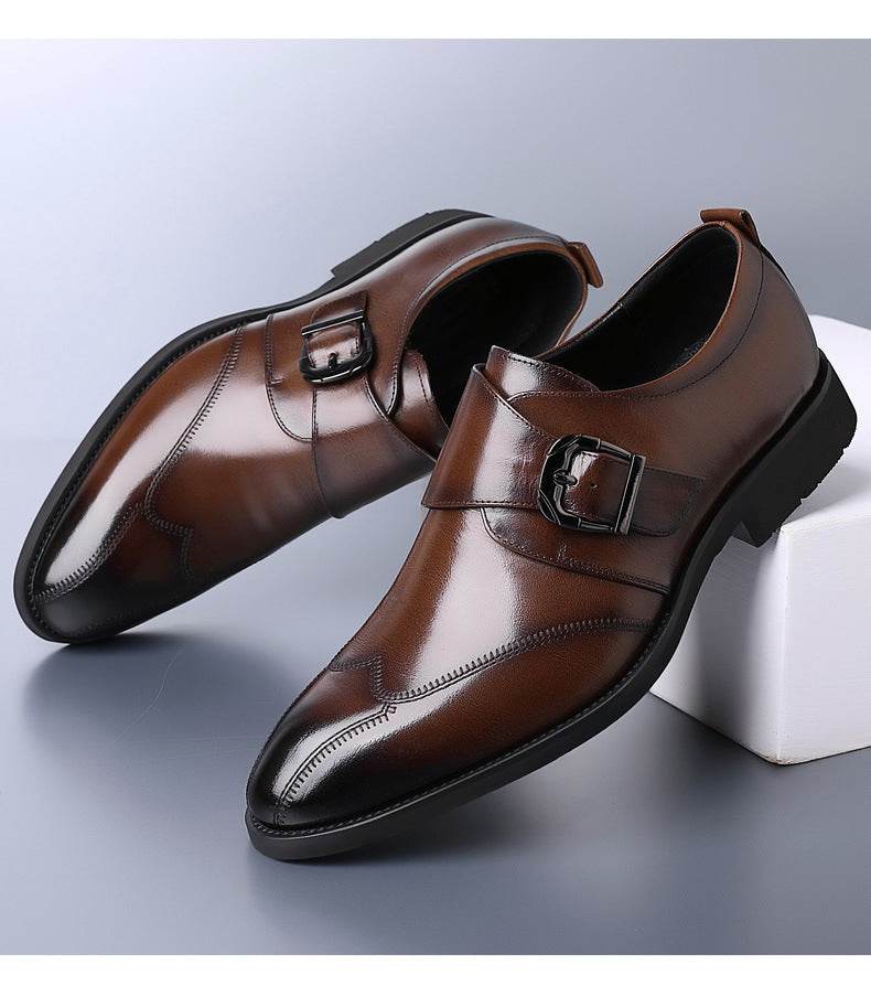 Casual Men's Buckle Leather Shoes - Color-Changing Embroidery Style - Buy Center