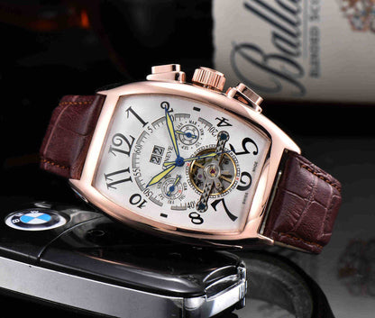 Buy Center Men's Mechanical Business Watch - Wooden Barrel, Sapphire Crystal - Buy Center